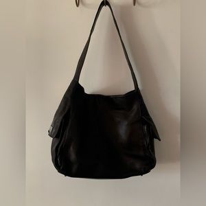 Black Leather Perlina Handbag